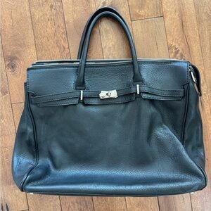 Pampora Business Venture Black Leather Tote Bag - Kelly Inspired